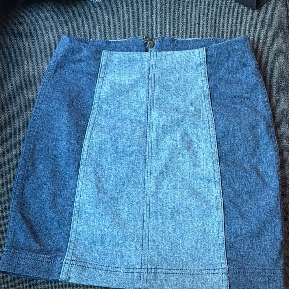 Free People Two-Tone Blue Mini Skirt